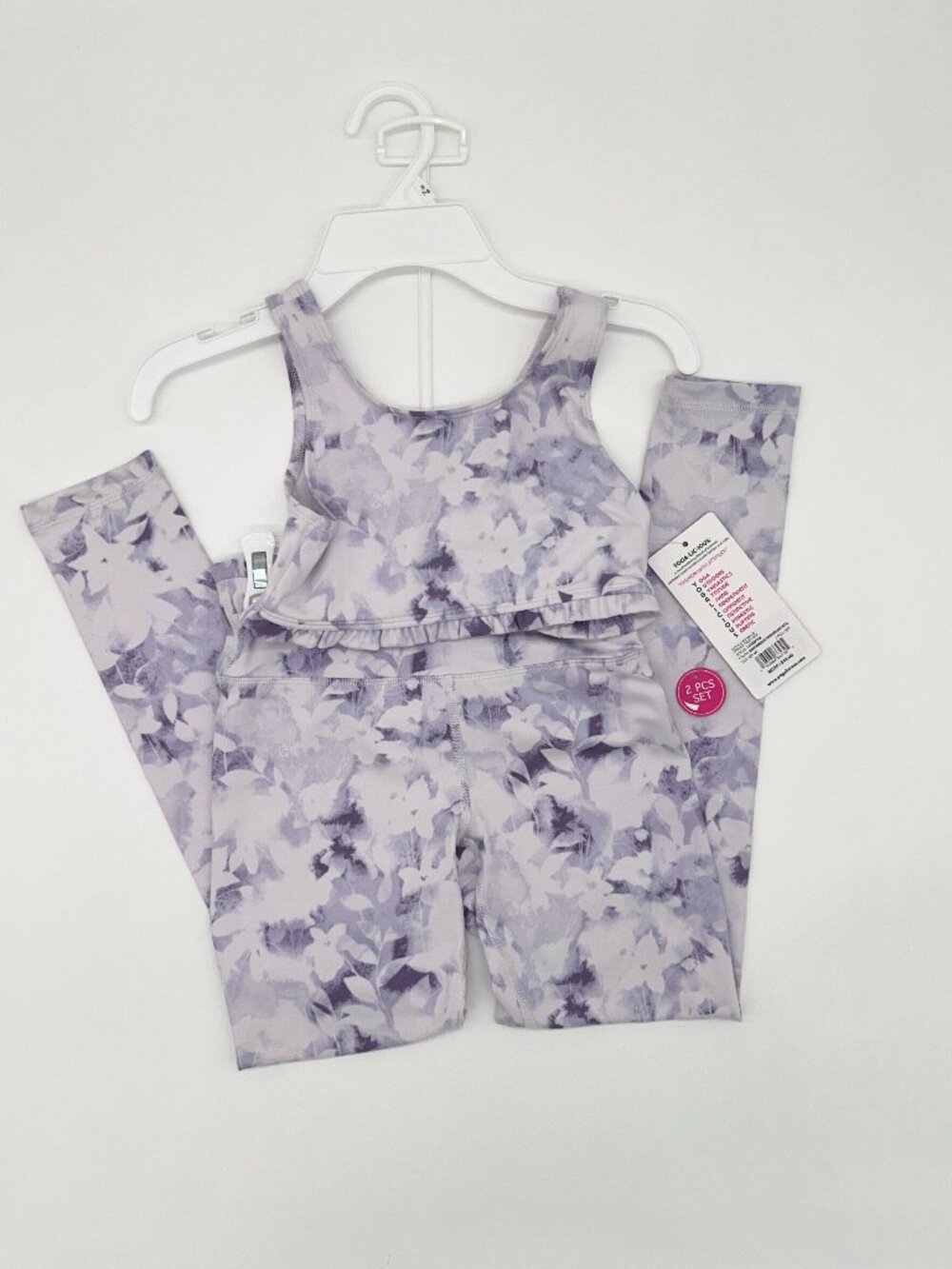 Yogalicious Girls Size S(7-9) 2pc Tie Dye Purple Outfit set
